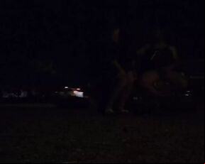 I'm sucking his fat cock in a public park